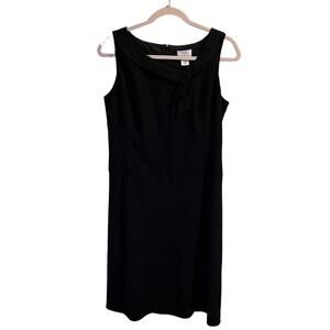 Ann Taylor Loft Asymmetric Neck Wool Blend Sheath Dress Size 6 Black Sleeveless